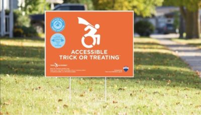 Accessible Halloween_Treat Accessibly orange lawn sign