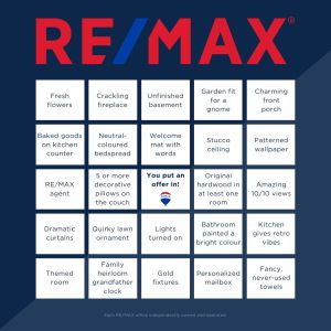 REMAX Open House Bingo card
